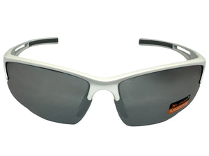 Sporty Wrap Around Cycling Fishing Biker SUNGLASSES Sleek White Frame - Silver Lens 2754