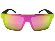 Classic Biker Motorcycle Riding Fishing Wrap Shield Style POLARIZED SUNGLASSES Black Frame - Pink Lens X0023