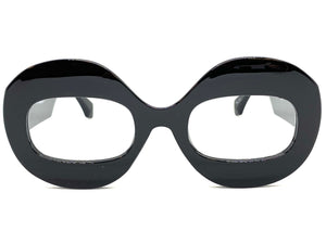 Oversized Vintage Retro Style Large Thick Round Black Lensless Eye Glasses- Frame Only NO Lens 4724