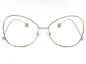 Exaggerated Vintage Retro Style Clear Lens EYEGLASSES Silver Metal Frame AB269