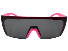 Classic Hardcore Biker Gangster Wrap Shield Style POLARIZED SUNGLASSES Neon Pink Frame - Dark Lens X0018