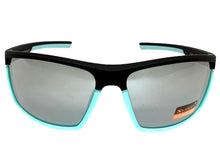 Sporty Wrap Around Cycling Fishing Biker SUNGLASSES Sleek Black & Aqua Frame - Mirror Lens 2723