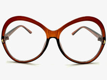 Oversized Vintage Retro Style Clear Lens EYEGLASSES Large Round Brown Frame E2085