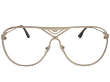 Oversized Modern Retro Shield Style Clear Lens SUNGLASSES Large Gold Frame 4294