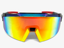 Oversized Retro Sporty Wrap Around Shield Style SUNGLASSES Large Frame - Gold Lens 80963