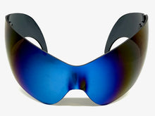 Oversized Space Futuristic Robotic Cyclops Shield Costume Party SUNGLASSES Huge Blue Lens 2170