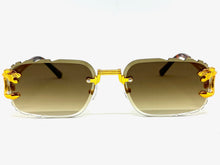 Classy Elegant Luxury Modern Designer Style SUNGLASSES Gold Rimless Frame 5294