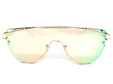 Contemporary Modern Futuristic Shield Style SUNGLASSES Rose Gold Frame 4529