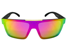 Classic Biker Motorcycle Riding Fishing Wrap Shield Style POLARIZED SUNGLASSES Black Frame - Multicolor Lens X0023