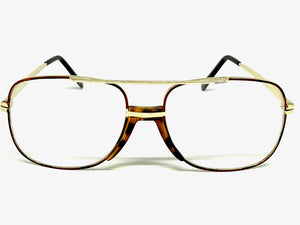 Classic TRUE Vintage Retro Aviator Style Clear Lens EYEGLASSES Gold Frame - Glass Lens 9006