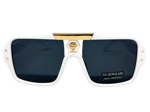 Classic Hardcore Biker Gangster Hip Hop Style SUNGLASSES White Frame Dark Lens 5468
