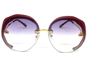 Exaggerated Classic Vintage Retro Style SUNGLASSES Round Light Purple Lens 2272