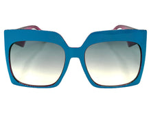 Oversized Exaggerated Vintage Retro Style SUNGLASSES X-Large Square Blue Frame 49308