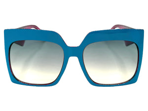 Oversized Exaggerated Vintage Retro Style SUNGLASSES X-Large Square Blue Frame 49308