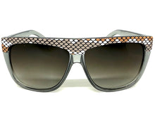 Oversized Classic Vintage Retro Style SUNGLASSES Large Gray Snakeskin Frame 1201