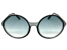 Oversized Exaggerated Vintage Retro Style SUNGLASSES Round Black Frame - Blue Lens 1734