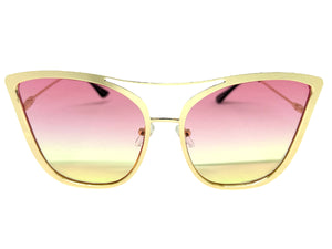 Classic Vintage Retro Cat Eye Style SUNGLASSES Funky Gold Frame A305