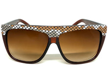 Oversized Classic Vintage Retro Style SUNGLASSES Large Brown Snakeskin Frame 1201