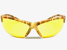 Classic Sporty Wrap Around HD Yellow Lens SUNGLASSES Light Tone Camouflage Frame 2250