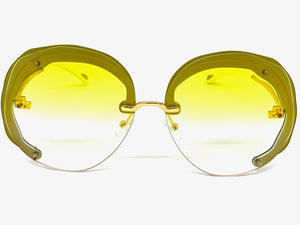 Exaggerated Classic Vintage Retro Style SUNGLASSES Round Light Yellow Lens 2272