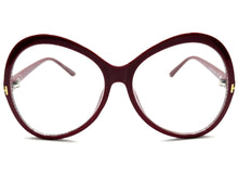 Oversized Vintage Retro Style Clear Lens EYEGLASSES Large Round Burgundy Frame E2085