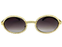 Classy Elegant Luxury Modern Hip Hop Style Bling SUNGLASSES Large Oval Gold & Faux Wooden Frame E0652
