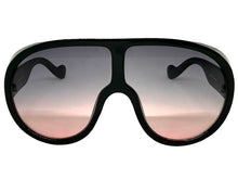Oversized Exaggerated Vintage Retro Shield Style SUNGLASSES X-Large Black Frame - Gradient Lens 58843
