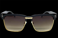 Classy Elegant Sophisticated Luxury Style SUNGLASSES Square Black & Gold Frame 6462