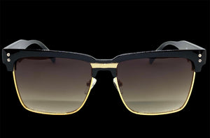 Classy Elegant Sophisticated Luxury Style SUNGLASSES Square Black & Gold Frame 6462