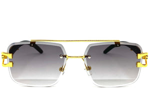 Men's Classy Elegant Luxury Retro Hip Hop Style SUNGLASSES Gold & Faux Wood Frame 5256