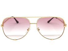 Classic Vintage Retro Aviator Style SUNGLASSES Gold Frame Pink & Clear Lens P0218