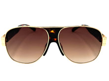 Classic Hardcore Biker Gangster Hip Hop Rapper Style SUNGLASSES Gold & Tortoise Frame - Brown Lens 4000