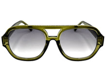 Classic Vintage Retro Style SUNGLASSES Large Thick Olive Green Acetate Frame C005