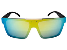 Classic Biker Motorcycle Riding Fishing Wrap Shield Style POLARIZED SUNGLASSES Black Frame - Gold Lens X0023