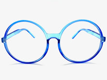 Oversized Vintage Retro Style Clear Lens EYEGLASSES X-Large Round Blue Frame 1734