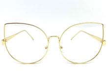 Oversized Exaggerated Retro Cat Eye Style Clear Lens EYEGLASSES Huge Gold Frame AB274