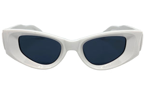 Classy Elegant Exaggerated Retro Cat Eye Style SUNGLASSES Thick White Frame 80533