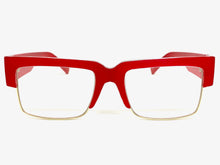 Classy Contemporary Modern Retro Clear Lens EYEGLASSES Red & Gold Frame 8259