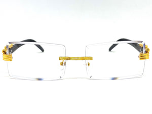 Classy Elegant Luxury Modern Designer Style Clear Lens EYEGLASSES Gold Rimless Frame 5302