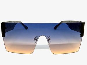 Oversized Exaggerated Modern Retro Shield Style SUNGLASSES Large Rimless Frame 2270