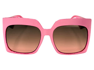 Oversized Exaggerated Vintage Retro Style SUNGLASSES X-Large Square Pink Frame 49308