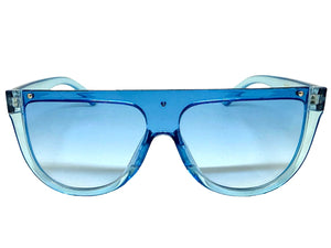 Classy Elegant Modern Rerto Shield Style SUNGLASSES Blue Frame 6515