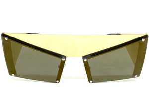 Modern Retro Futuristic Party Raver Style SUNGLASSES Unusual Gold Frame 5275