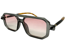 Classic Vintage Retro Luxury Hip Hop Style SUNGLASSES Square Gray Frame - Pink Lens E2036