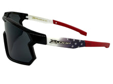 Oversized Sporty Wrap Around Style SUNGLASSES Large Black Patriotic USA Flag Frame 3737
