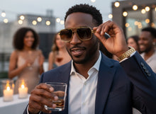 Classic Vintage Retro Luxury Hip Hop Rapper Style SUNGLASSES Square Gold Frame - Honey Lens E2206