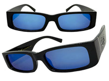Classic Hardcore Biker Gangster Style LOCS SUNGLASSES Large Thick Black Frame - Blue Lens 91320