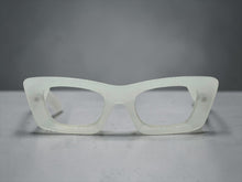 Exaggerated Classic Vintage RETRO Cat Eye Style READING GLASSES READERS Off White Frame - Lens Strength +3.50