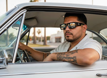 Classic Hardcore Biker Gangster Style LOCS SUNGLASSES X-Large Thick Black Frame - Chrome Lens 91321
