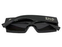 Classic Hardcore Biker Gangster Style LOCS SUNGLASSES X-Large Thick Black Frame - Blue Lens 91321